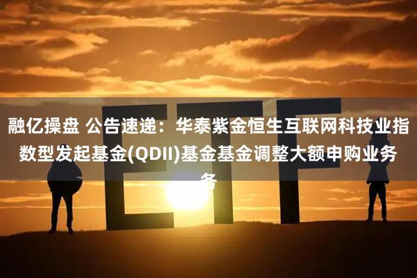 融亿操盘 公告速递：华泰紫金恒生互联网科技业指数型发起基金(QDII)基金基金调整大额申购业务
